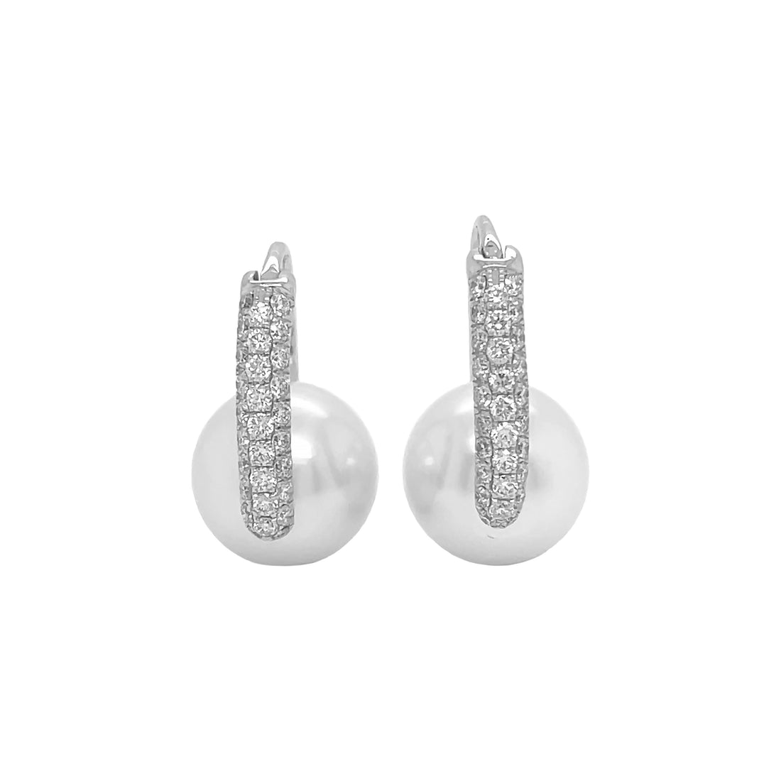 18kt White Gold Diamond and Pearl Earrings