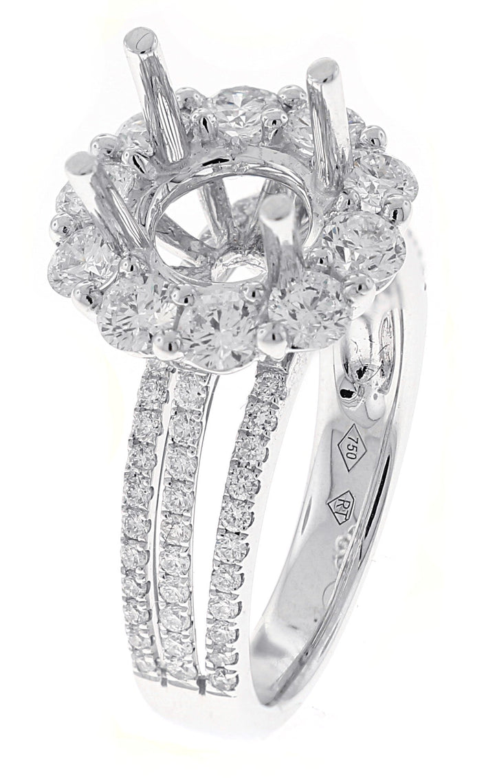 18kt White Gold Diamond Halo Semi Mount