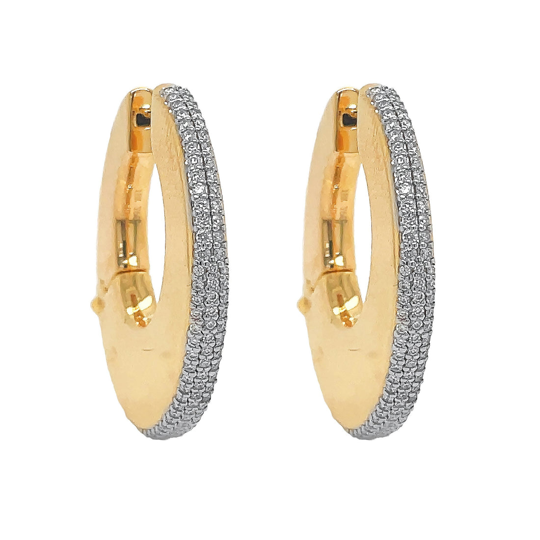 18kt Yellow and White Gold Diamond Hoops