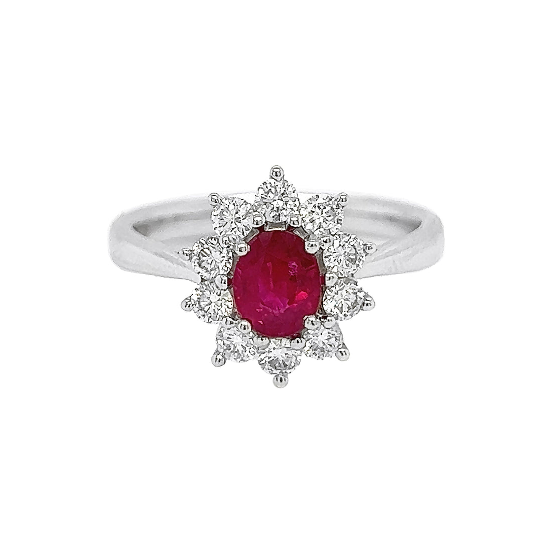 18kt White Gold Diamond And Ruby Ring