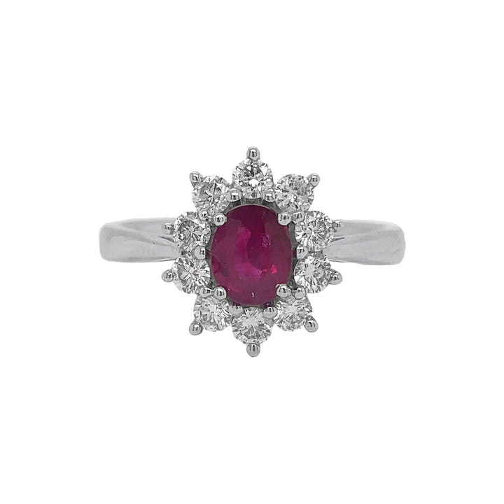 18kt White Gold Diamond And Ruby Ring