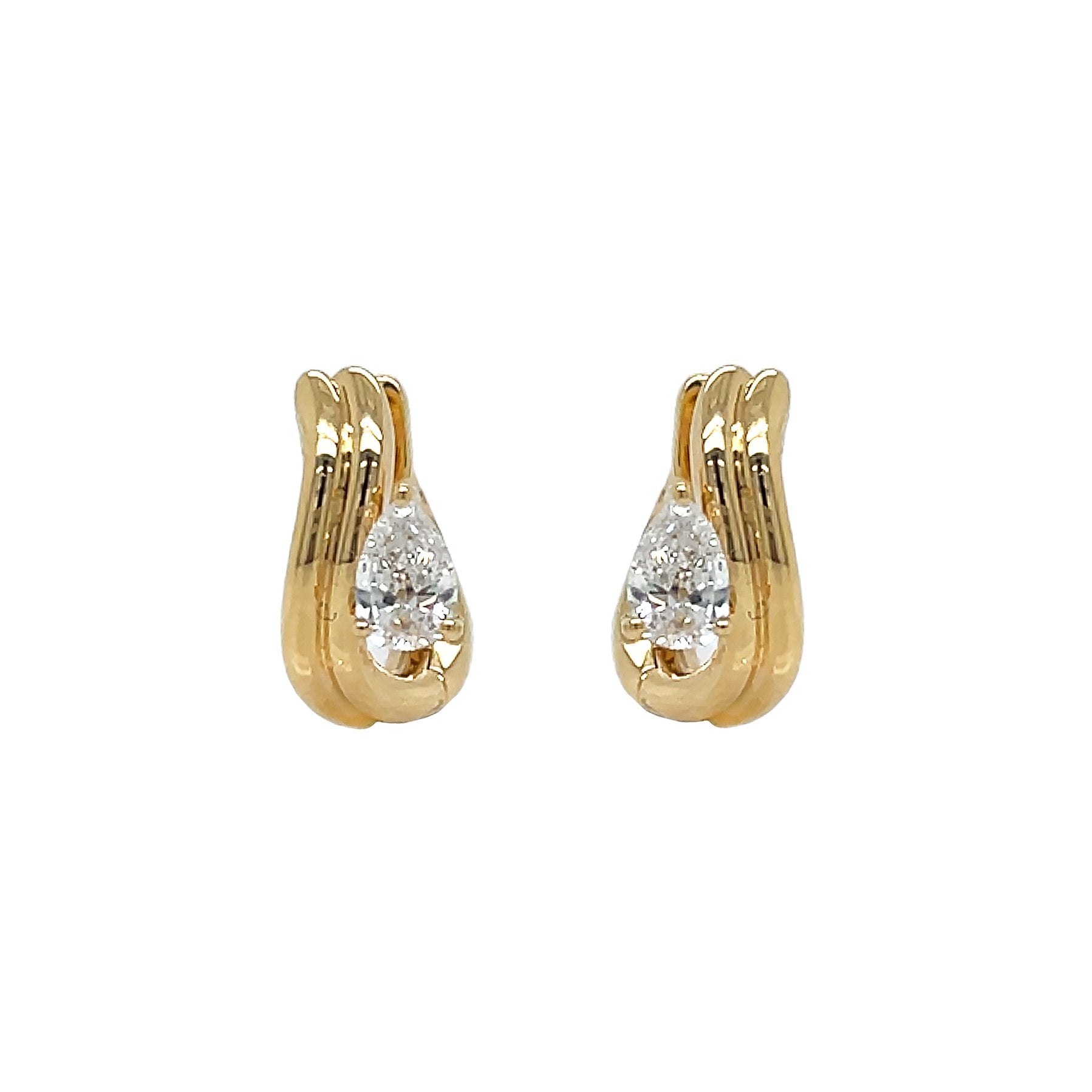 18kt Yellow Gold Diamond Huggie Earrings