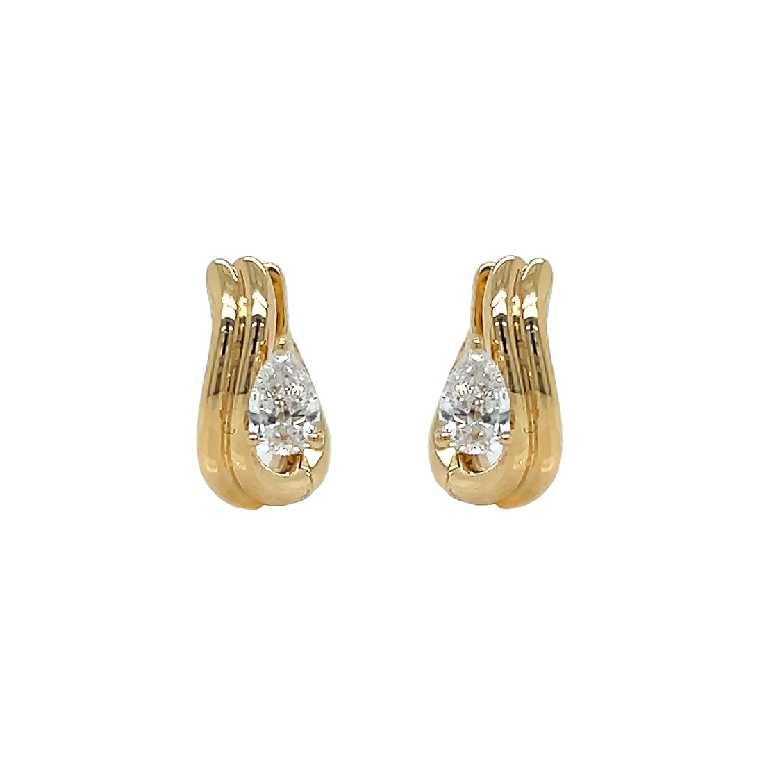 18kt Yellow Gold Diamond Huggie Earrings