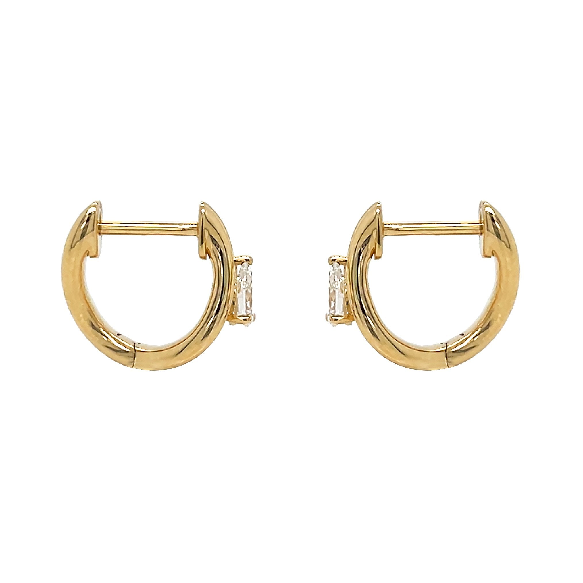 18kt Yellow Gold Diamond Huggie Earrings