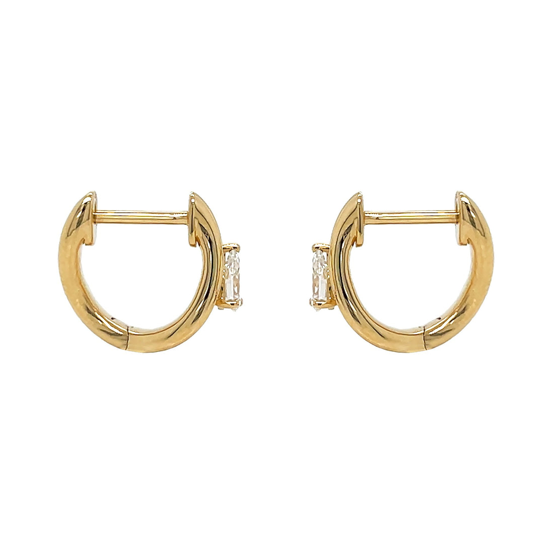 18kt Yellow Gold Diamond Huggie Earrings
