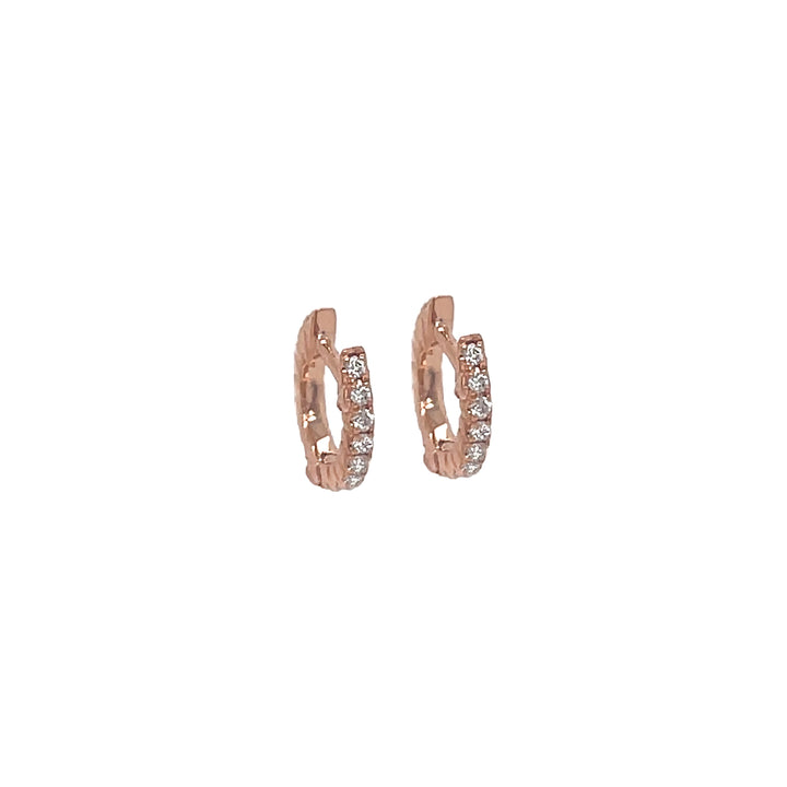 18kt Rose Gold Diamond Huggie Earrings