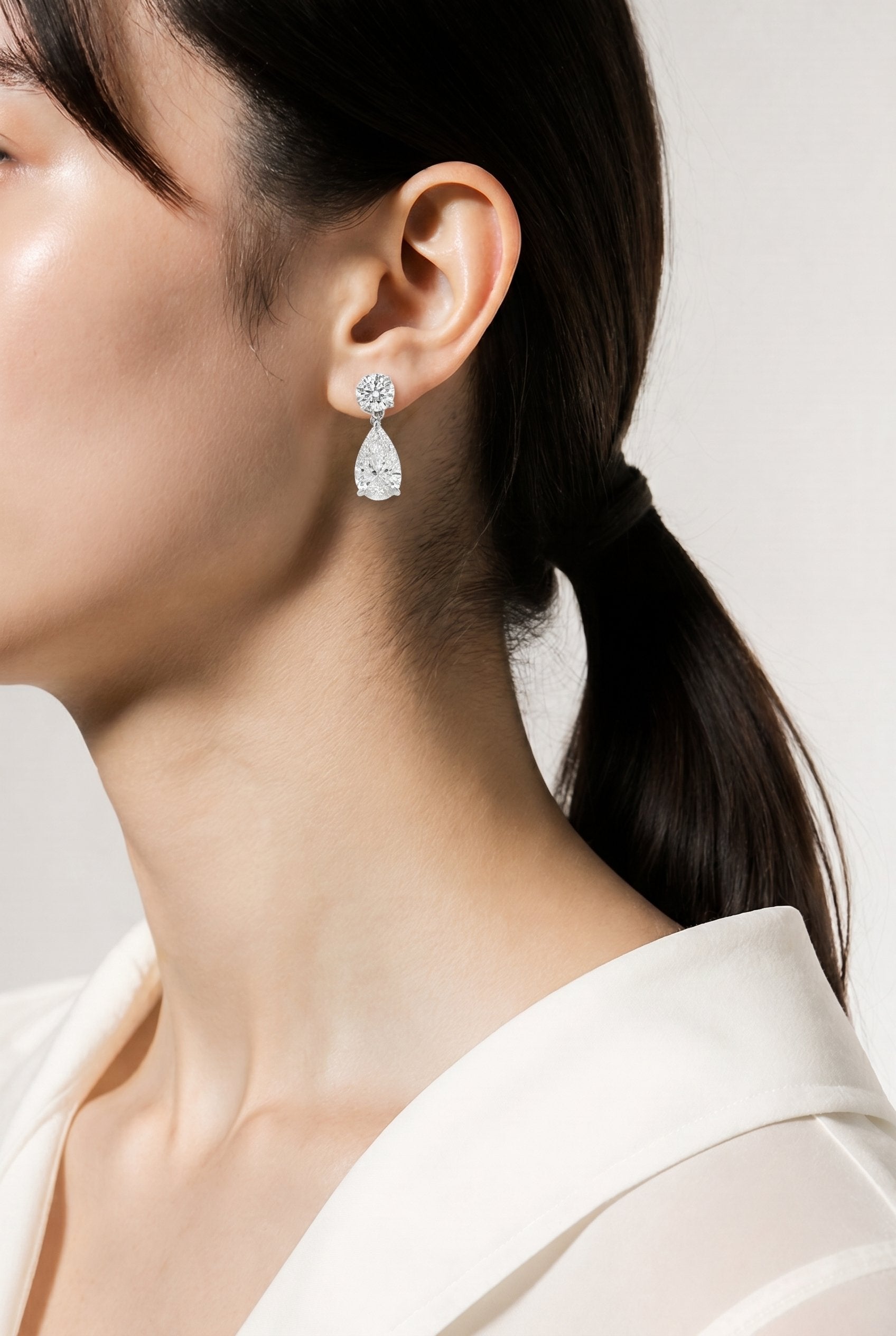 14kt White Gold Lab Diamond Dangling Earrings