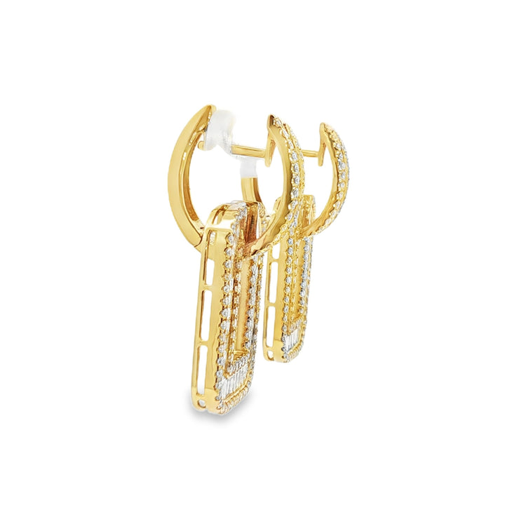 18kt Yellow Gold Diamond Dangling Earrings