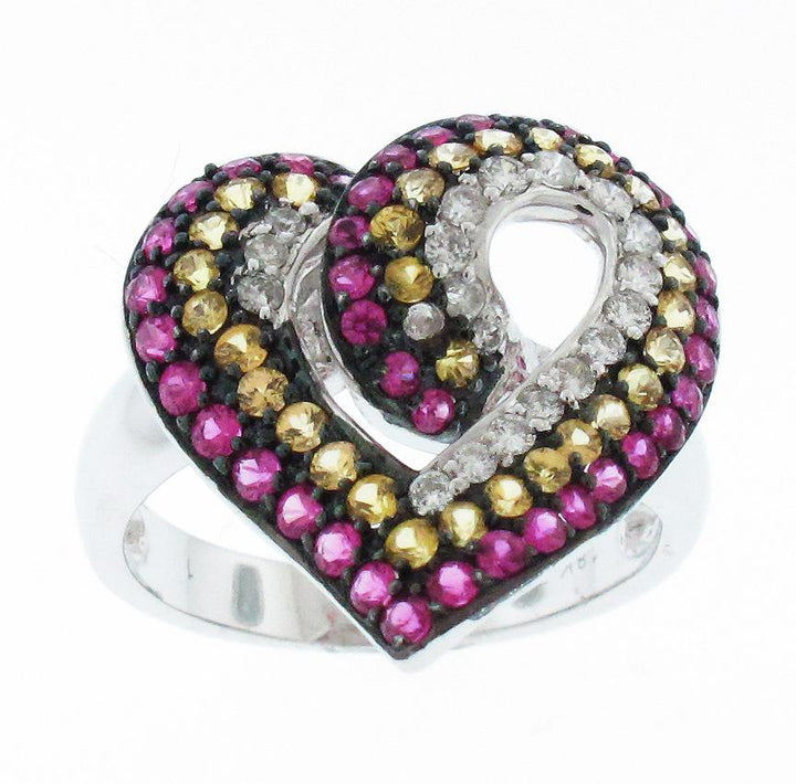 18kt White Gold Multi Color Sapphire Ring