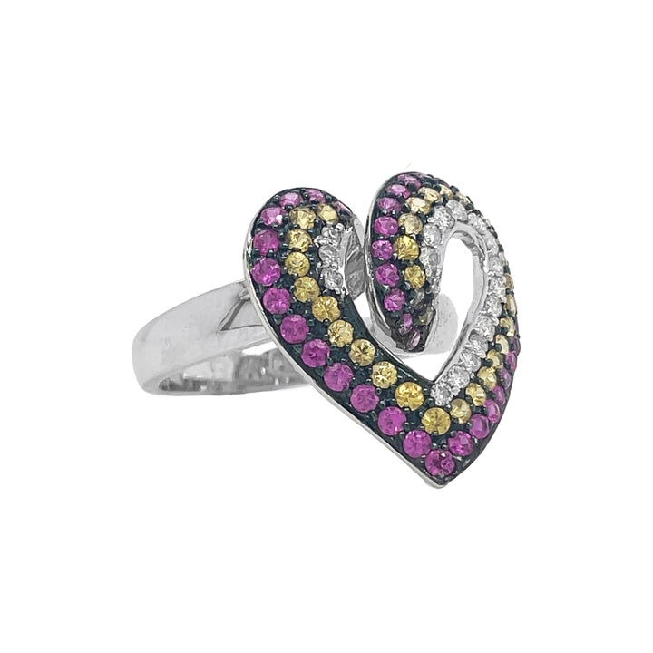 18kt White Gold Multi Color Sapphire Ring