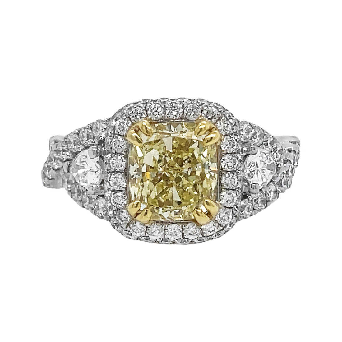 18kt White Gold GIA Certified Yellow Diamond Ring
