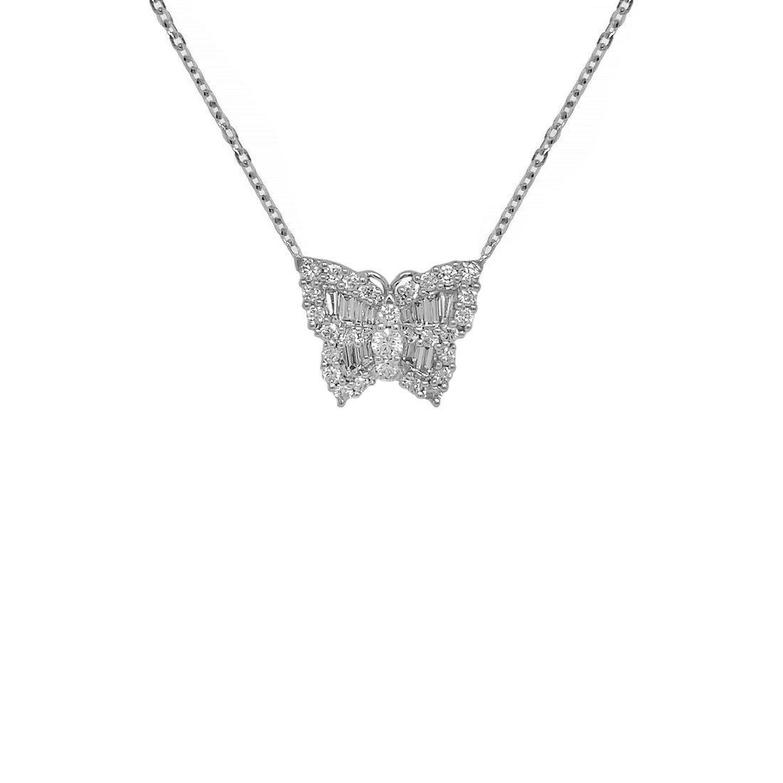 18kt White Gold Diamond Butterfly Pendant