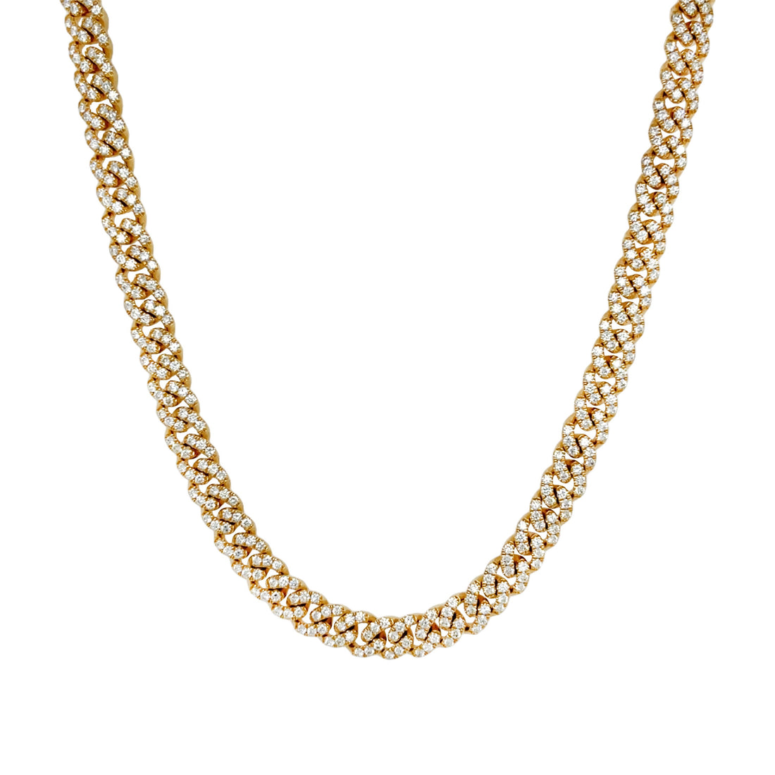 14kt Yellow Gold Diamond Cuban Link Necklace