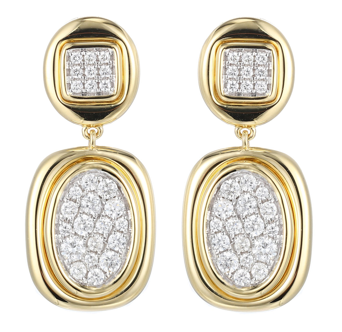 18kt Yellow Gold Diamond Dangling Earrings