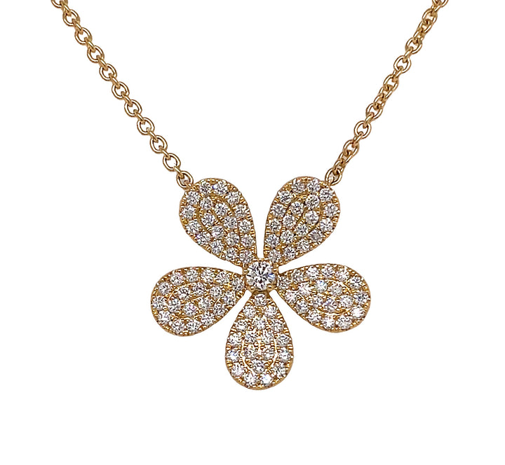 18kt Yellow Gold Diamond Flower Pendant