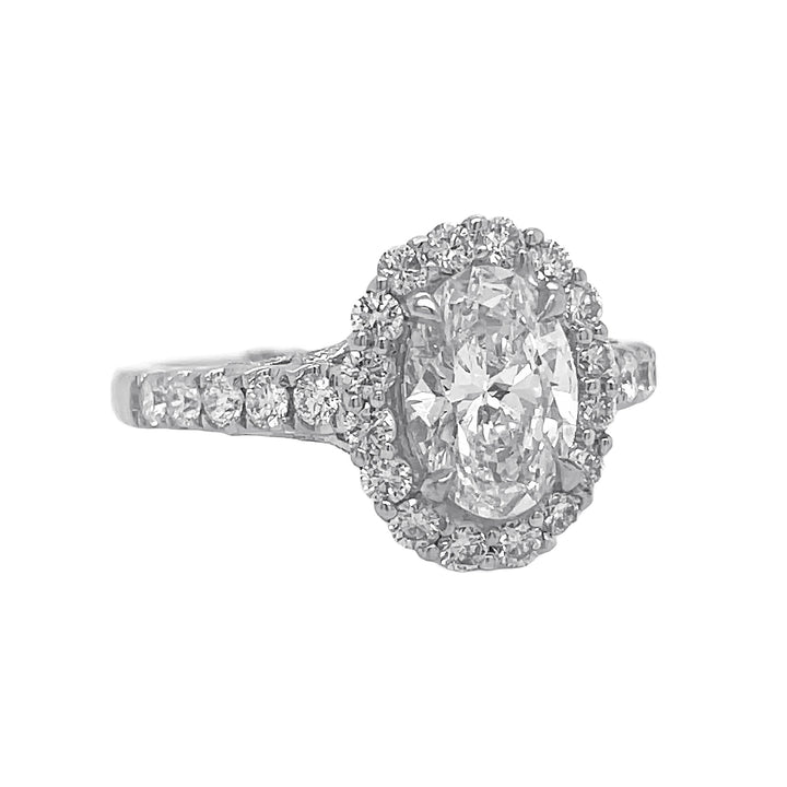 18kt White Gold GIA Certified Diamond Halo Semi Mount