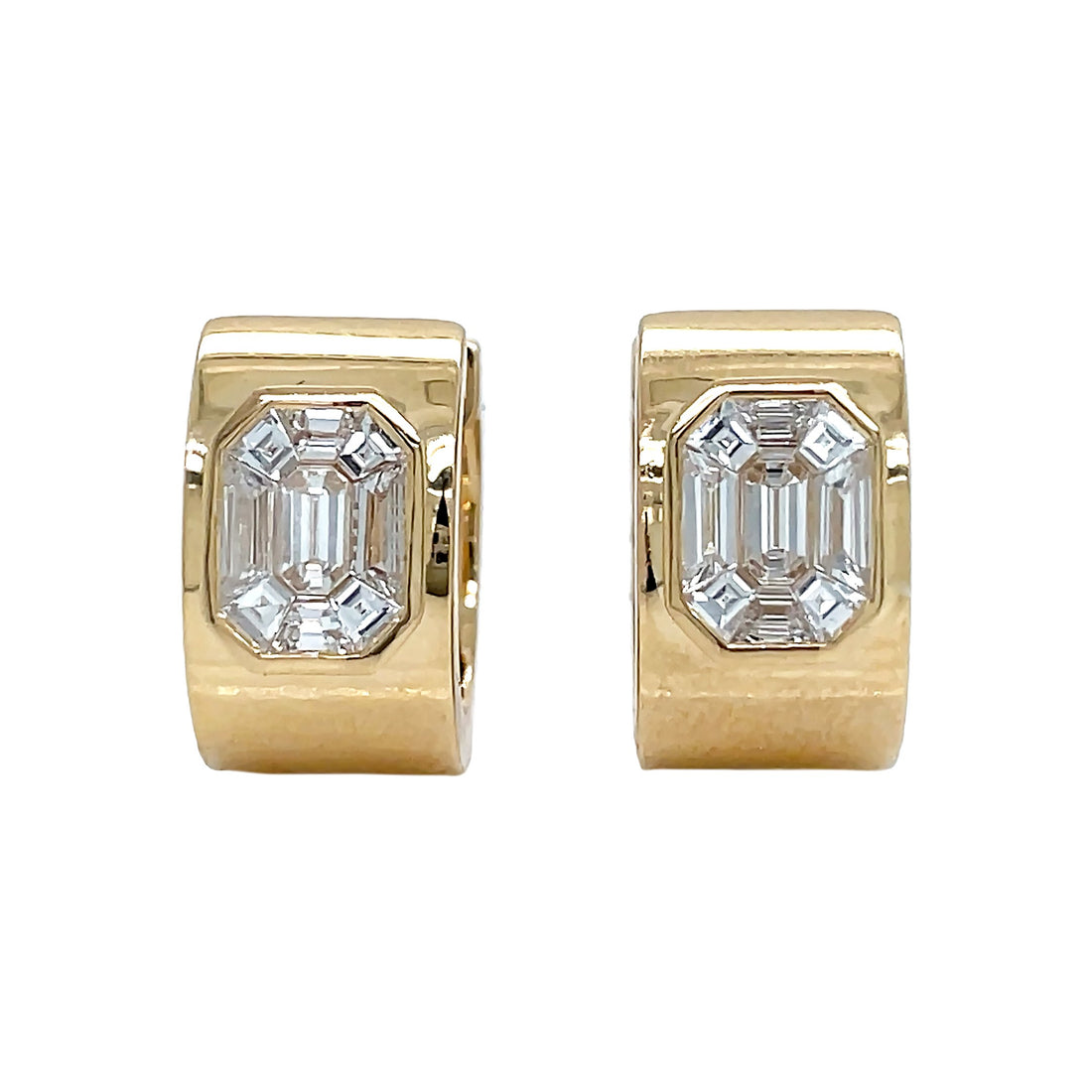 18kt Yellow Gold Diamond Huggie Earrings