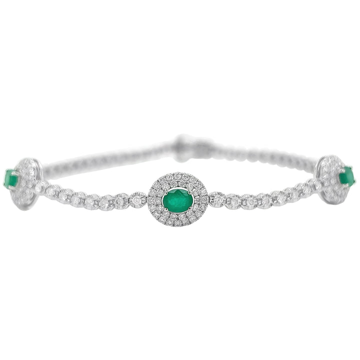 18kt White Gold Diamond and Emerald Bracelet