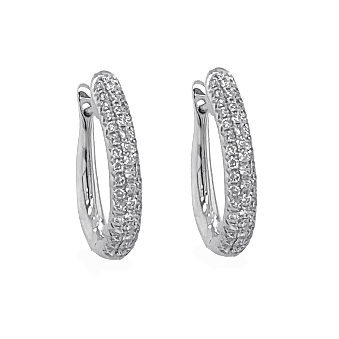 18kt White Gold Diamond Hoops
