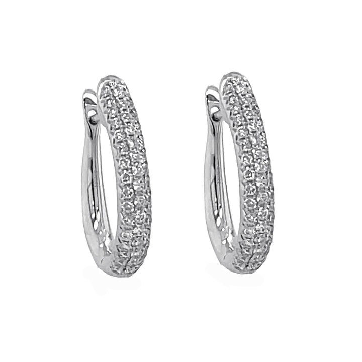 18kt White Gold Diamond Hoops