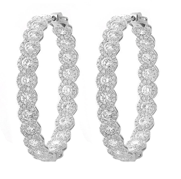 18kt White Gold Diamond Hoops
