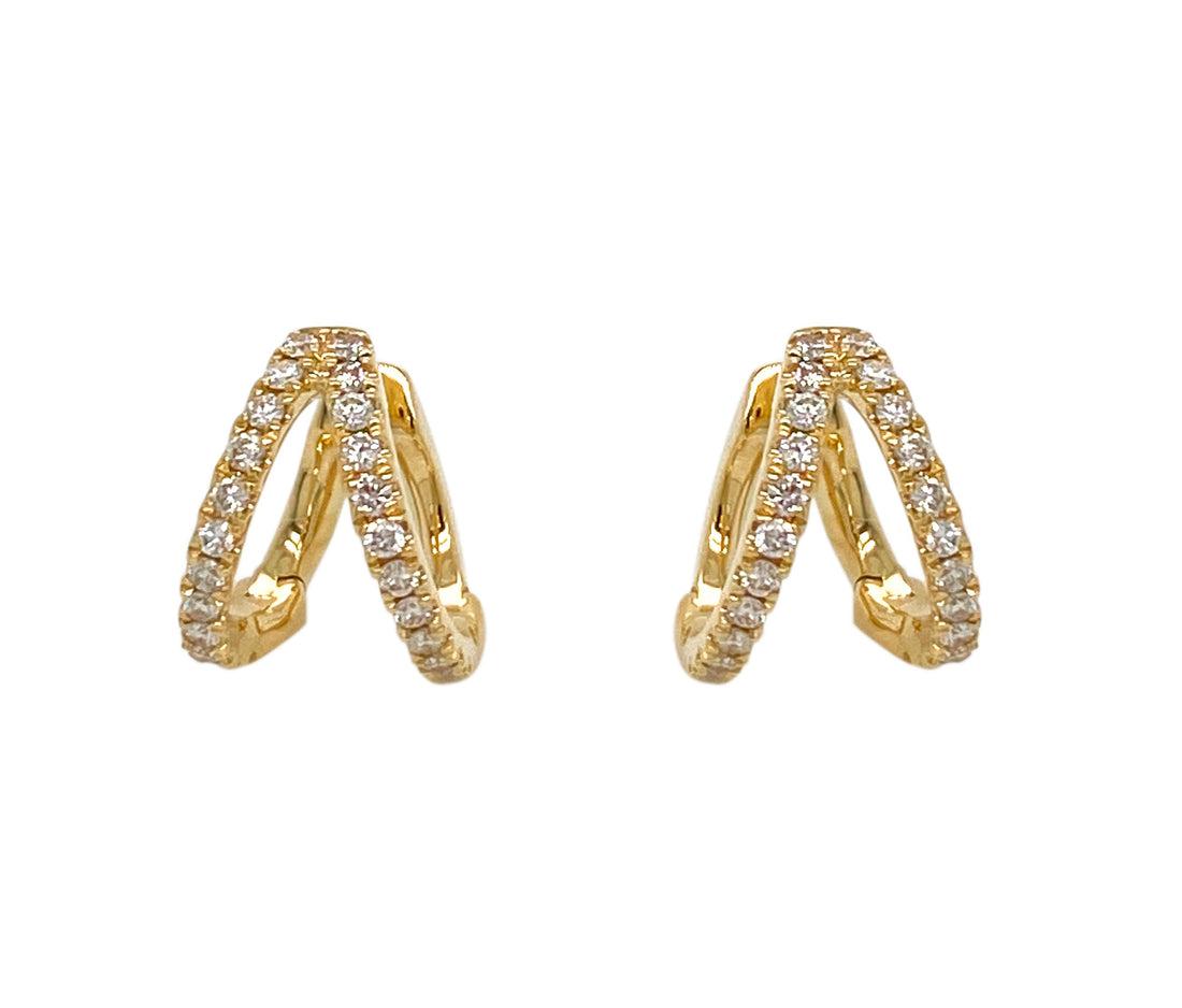 18kt Yellow Gold Diamond Huggie Earrings