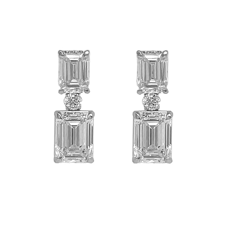 14kt White Gold Lab Diamond Dangling Earrings
