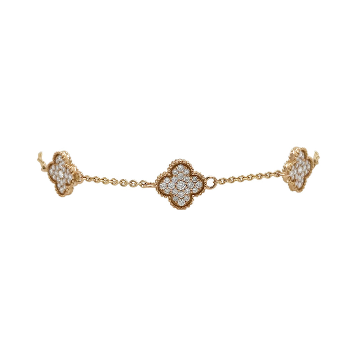 18kt Yellow Gold Diamond Clover Bracelet