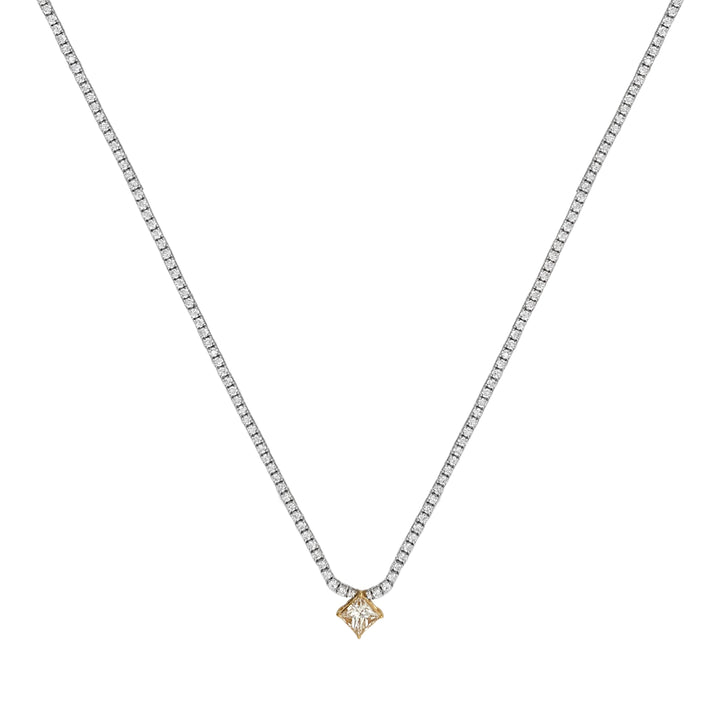 18kt White and Yellow Gold Diamond and Yellow Diamond Tennis Necklace