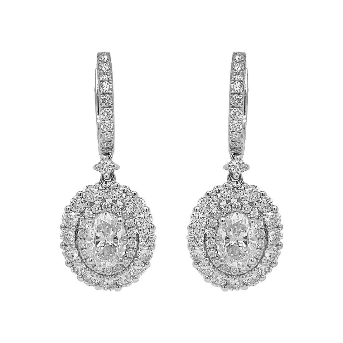 18kt White Gold Oval Diamond Earrings