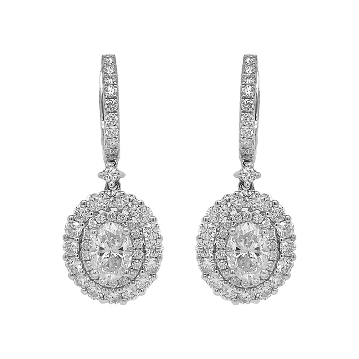18kt White Gold Oval Diamond Earrings