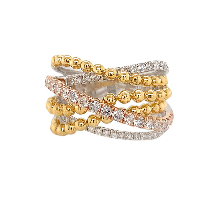 18kt Tri-color Gold Diamond Ring