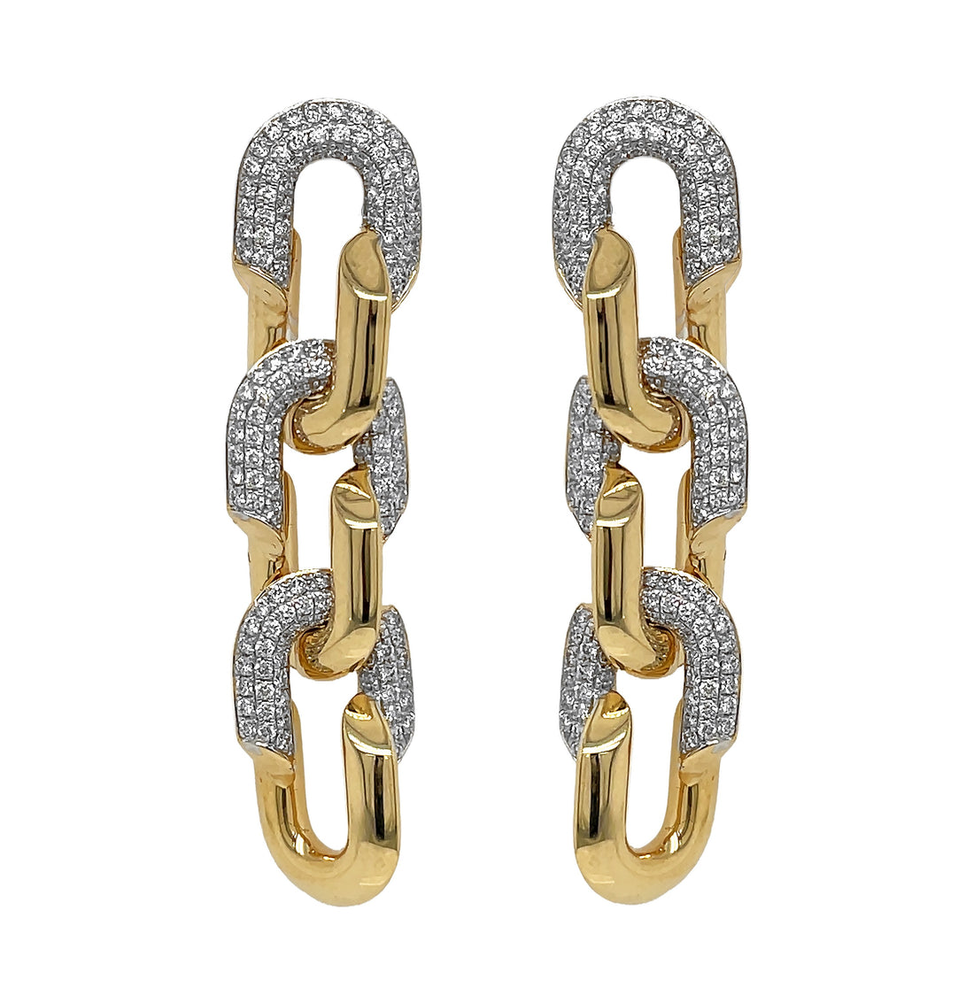 18Kt Yellow Gold Diamond Link Earrings