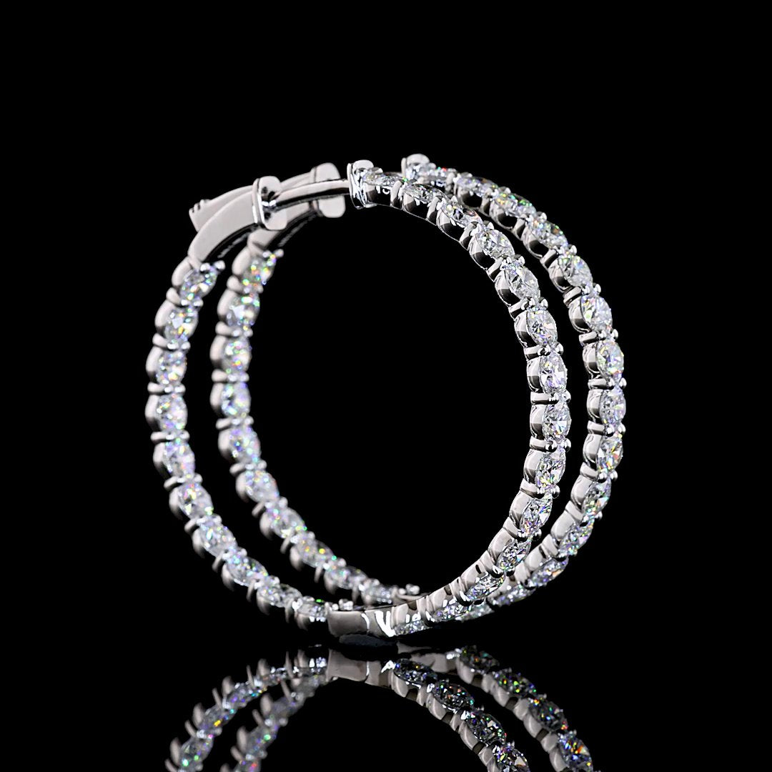 14kt White Gold Lab Diamond Hoops