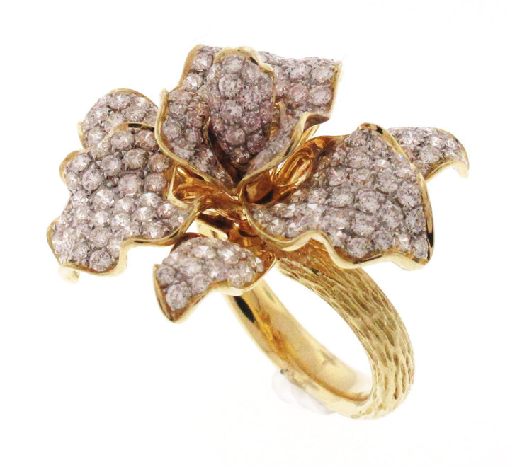 18kt Yellow Gold Diamond Flower Ring