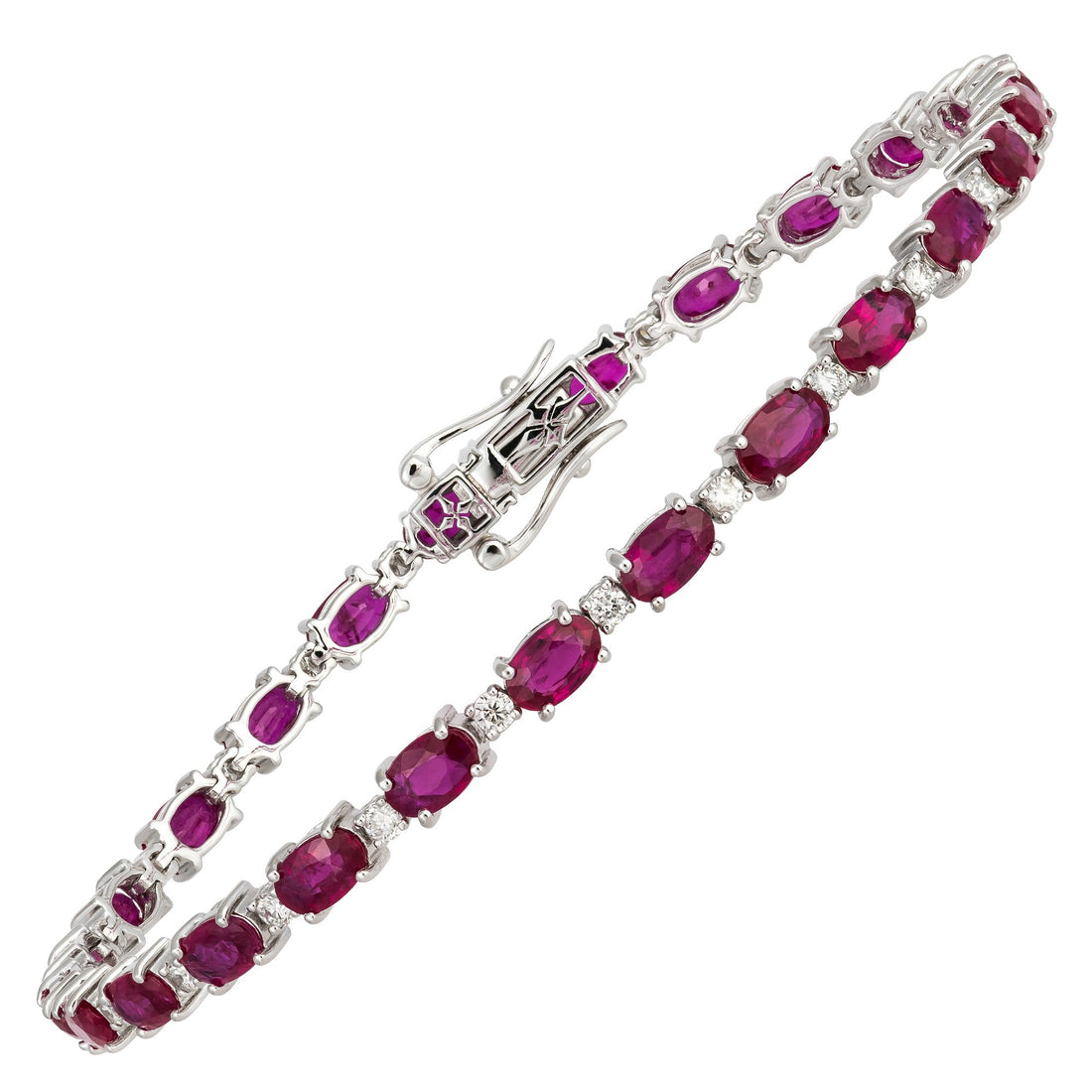 18kt White Gold Diamond and Ruby Tennis Bracelet