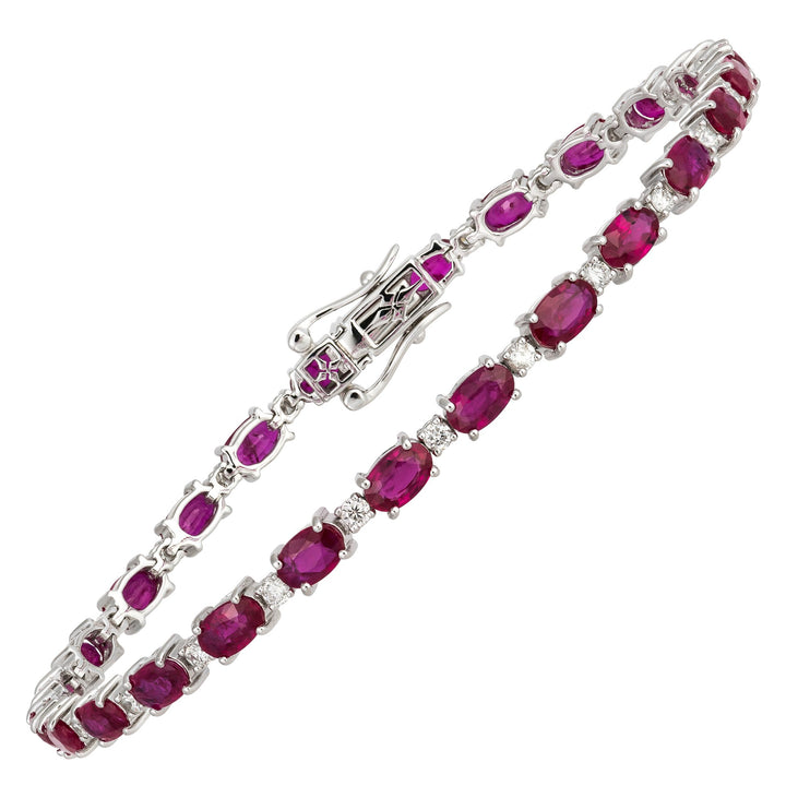 18kt White Gold Diamond and Ruby Tennis Bracelet