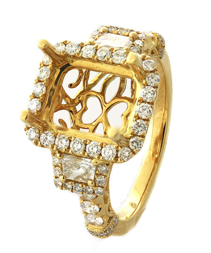 18kt Yellow Gold Diamond Halo Semi Mount