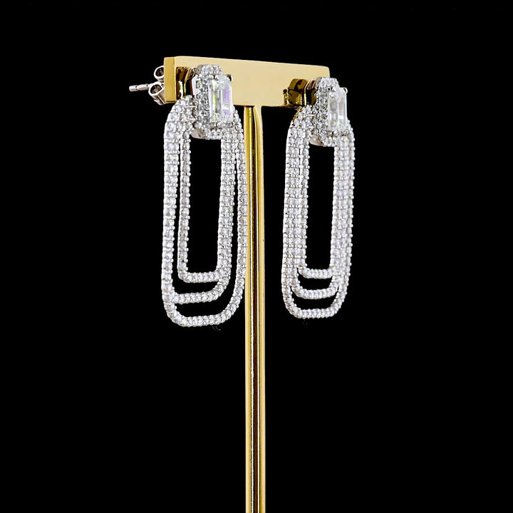 14kt White Gold Lab Diamond Dangling Earring