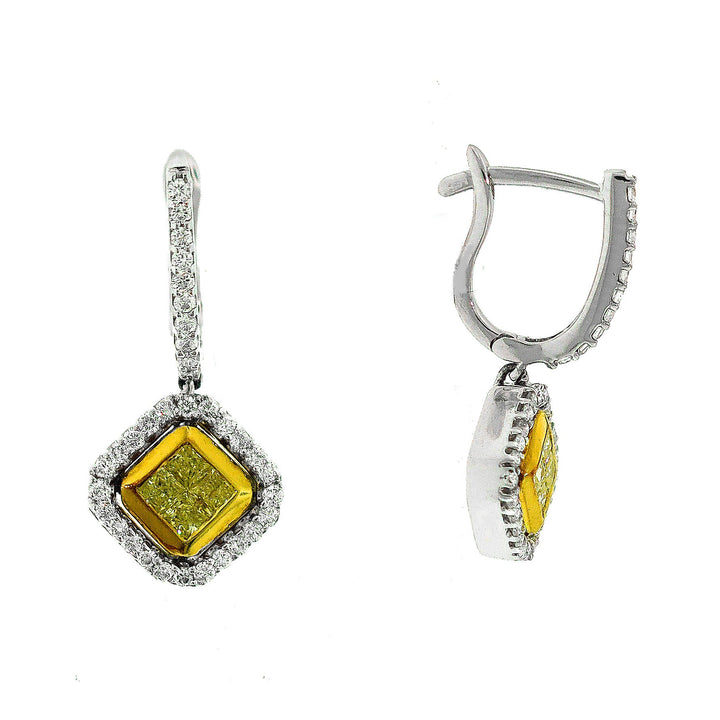 18kt Two Tone Diamond Dangling Earrings