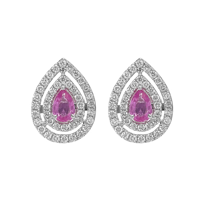 18kt White Gold Diamond and Pink Sapphire Earrings