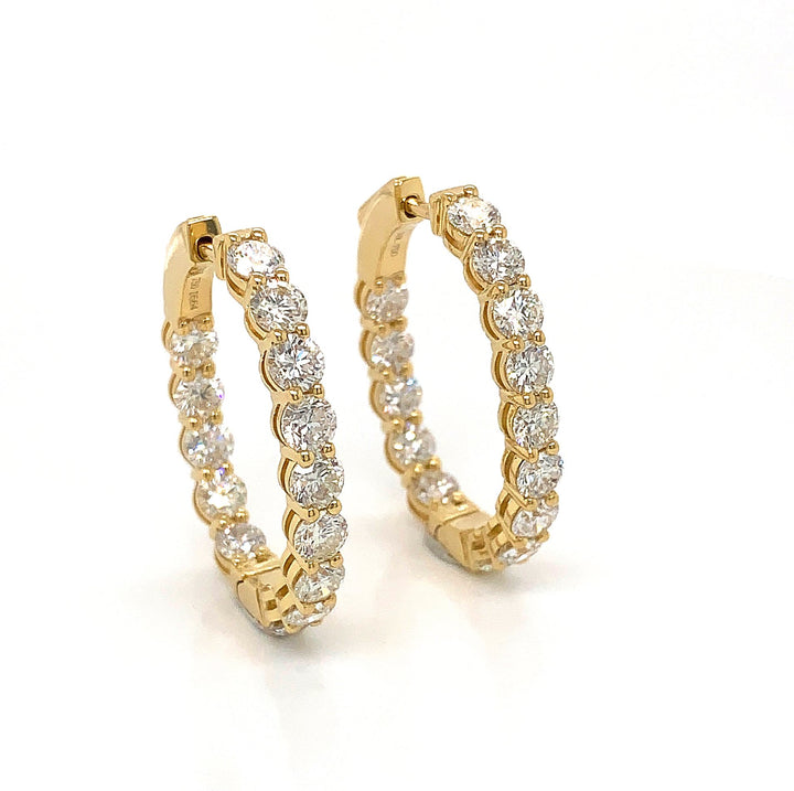 18kt Yellow Gold Diamond Hoops