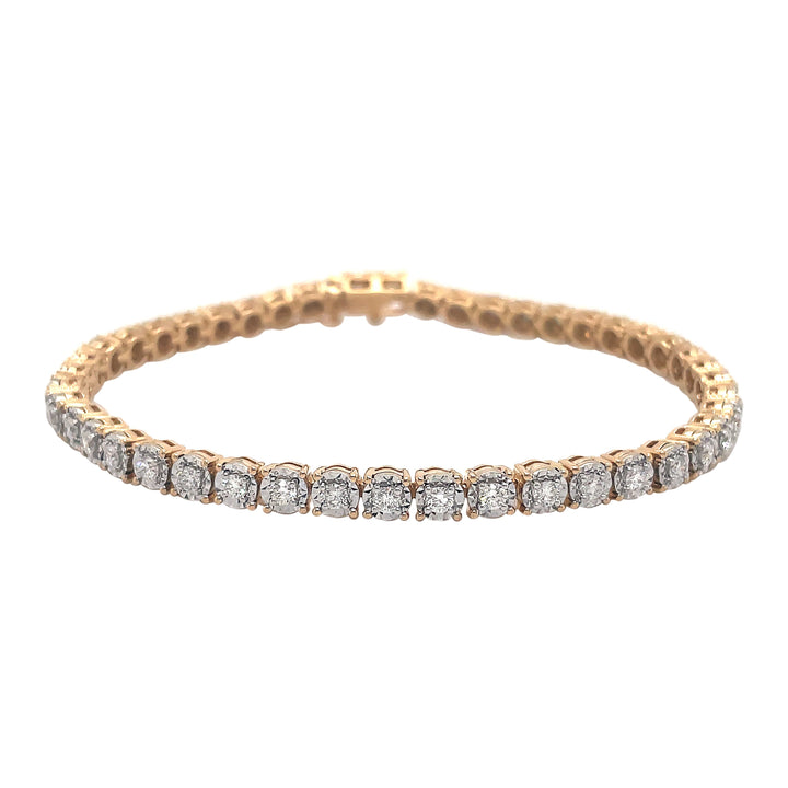 18k Yellow and White Gold Diamond Tennis Bracelet