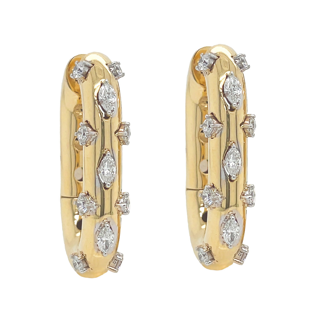 18kt Yellow Gold Diamond Hoop Earrings
