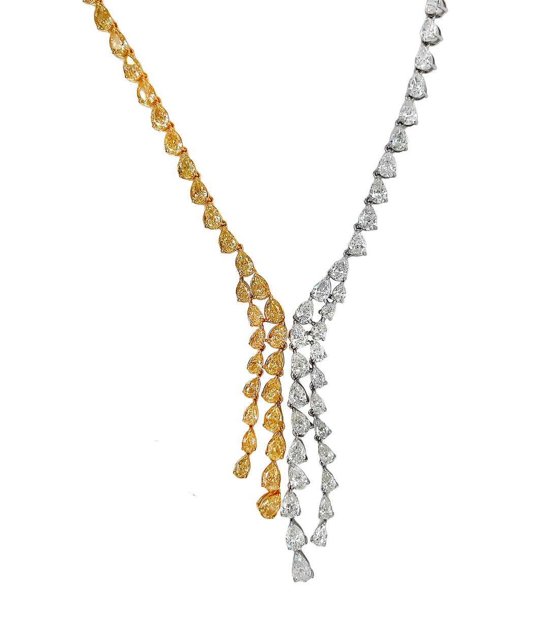 18kt Yellow and White Gold Diamond Dangling Necklace