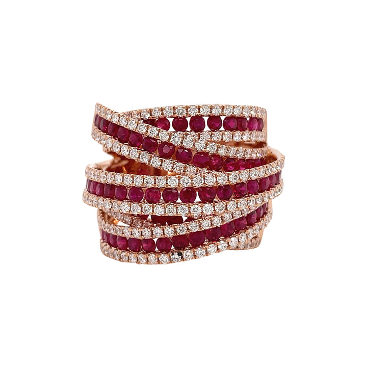 18kt Rose Gold Diamond And Ruby Ring