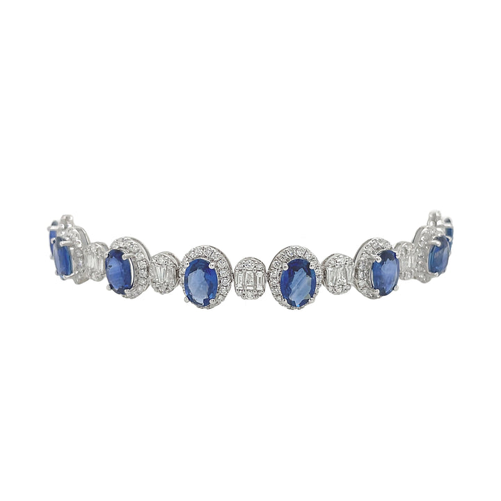 18kt White Gold Diamond and Blue Sapphire Diamond Bracelet