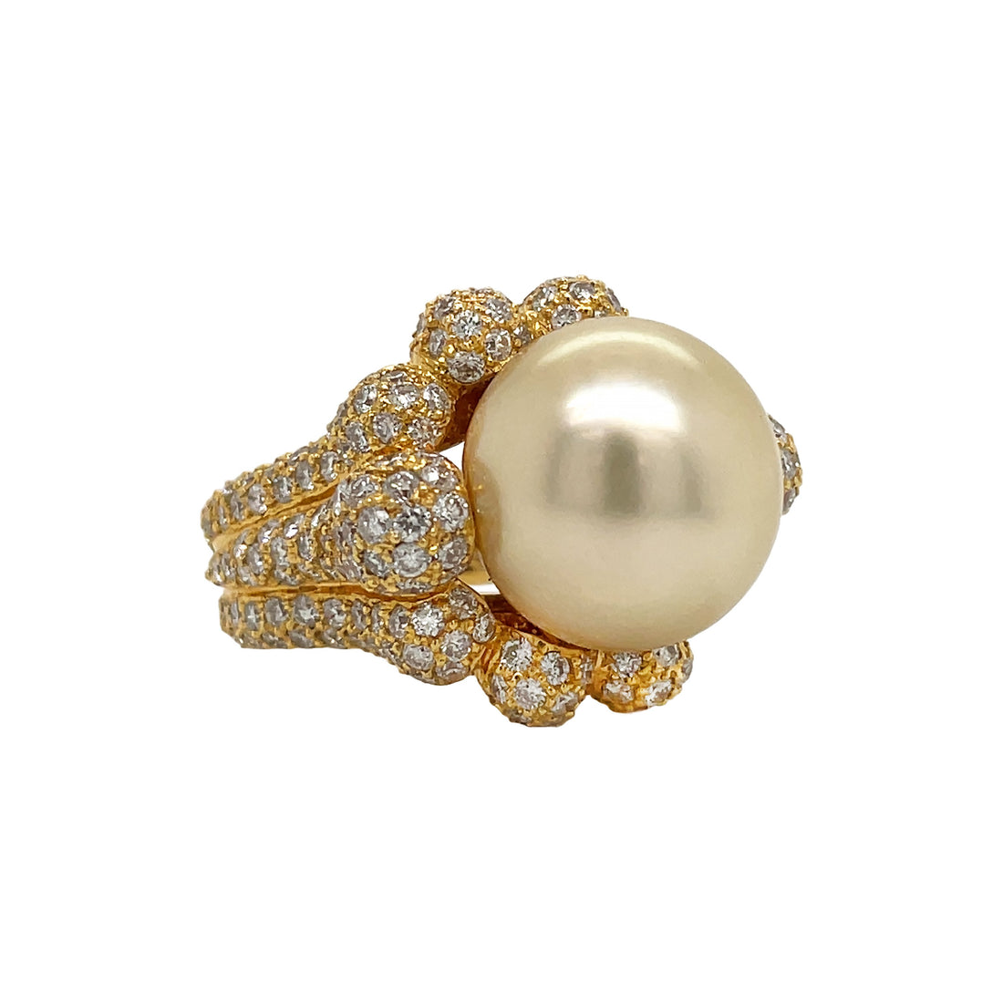 18kt Yellow Gold Diamond and Pearl Ring