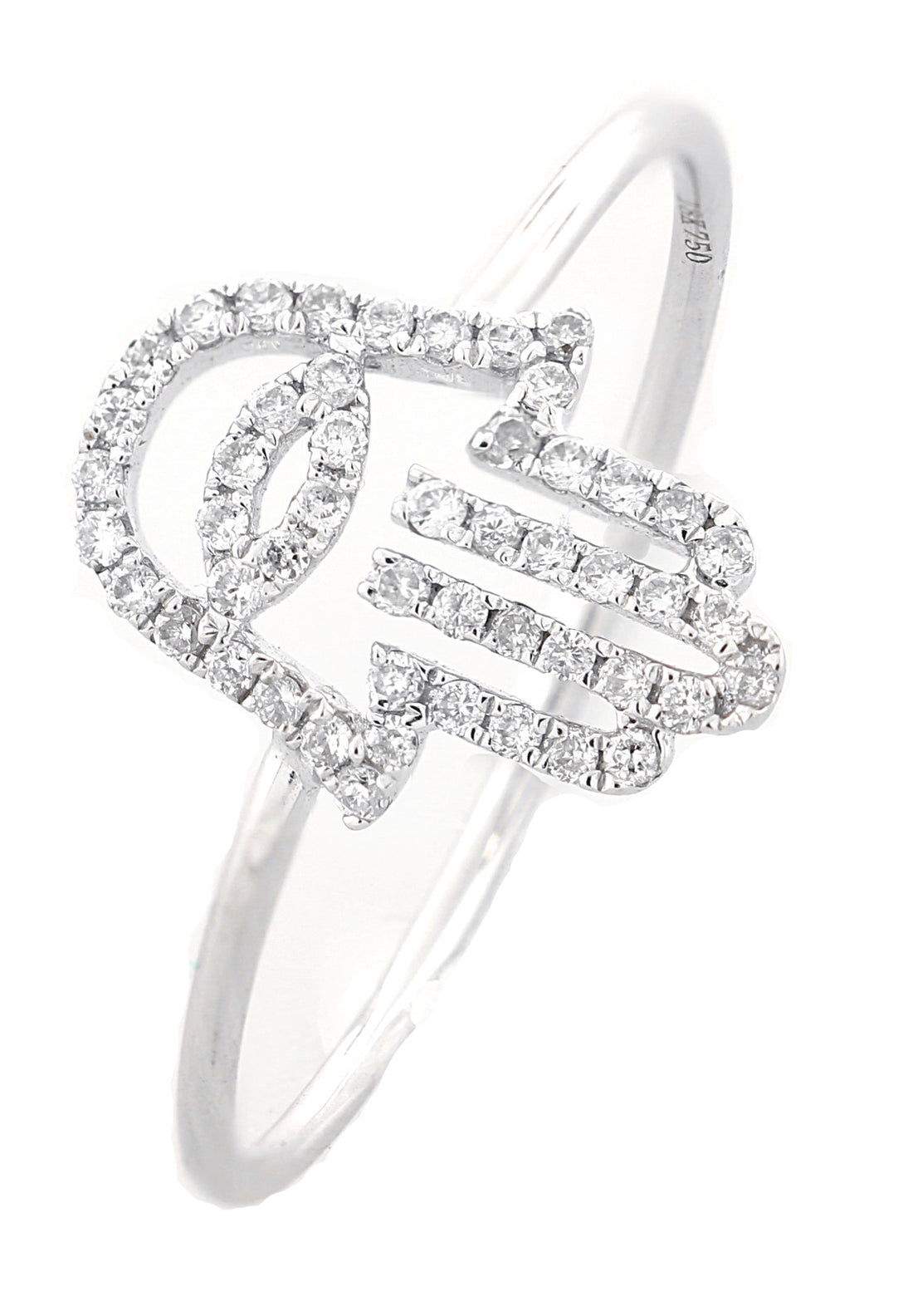 18kt White Gold Diamond Hamsa Ring