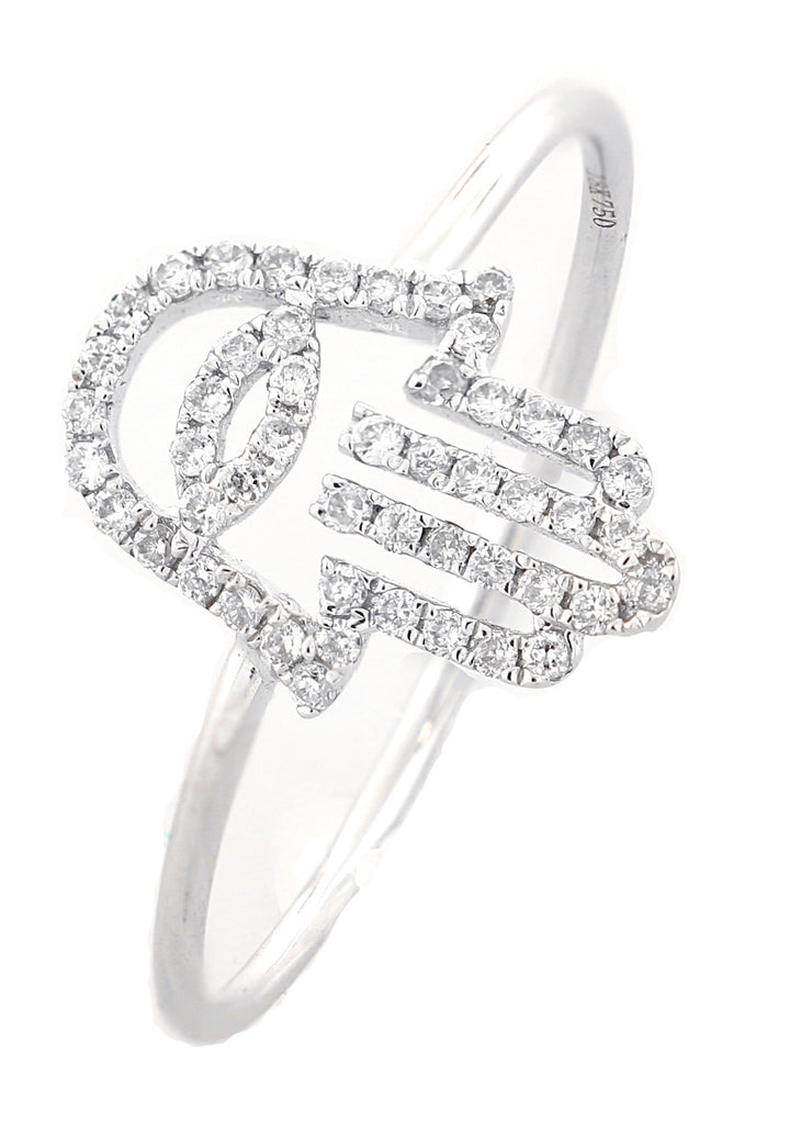 18kt White Gold Diamond Hamsa Ring